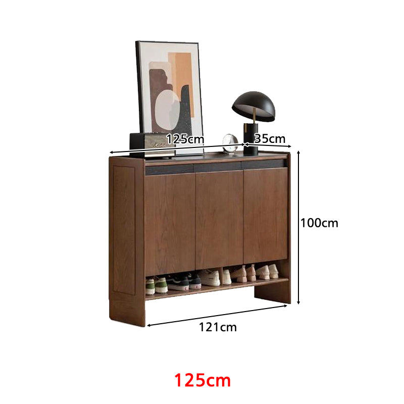Stanley FAS-Graded Solid American Oak 3-Door/2-Door Shoe Cabinet with Bottom Open Shelf