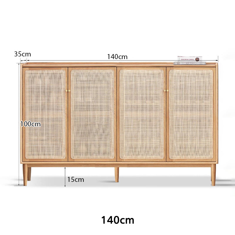 Ethel 65cm/80cm/140cm FAS-Graded Solid American Oak Wood 2-Door/3-Door Shoe Cabinet