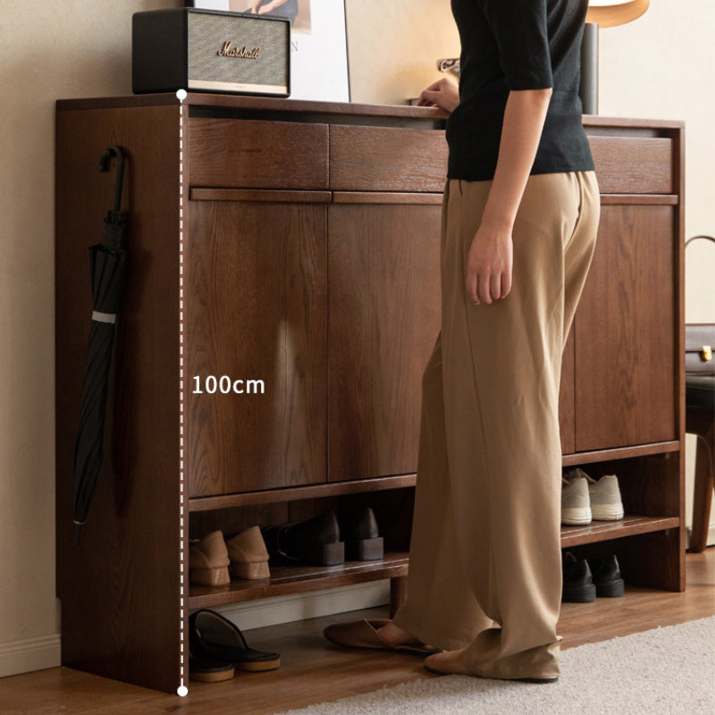 Imogen 80cm/110cm/140cm FAS-Graded Solid American Oak Wood Entryway Shoe Cabinet /Shoe Case For Home Multiple Color