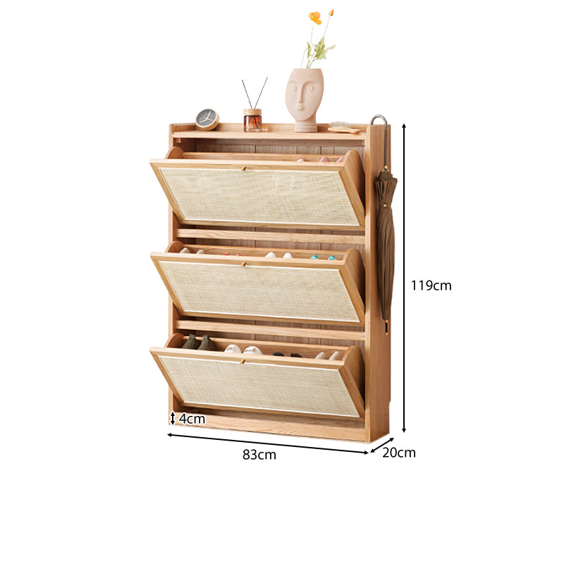 Octavia 83cm FAS-Graded Solid American Oak Wood Ultra-thin Flip-door Entryway Cabinet/Shoe Cabinet Multiple Color