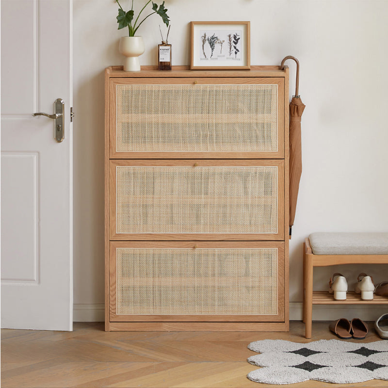 Octavia 83cm FAS-Graded Solid American Oak Wood Ultra-thin Flip-door Entryway Cabinet/Shoe Cabinet Multiple Color