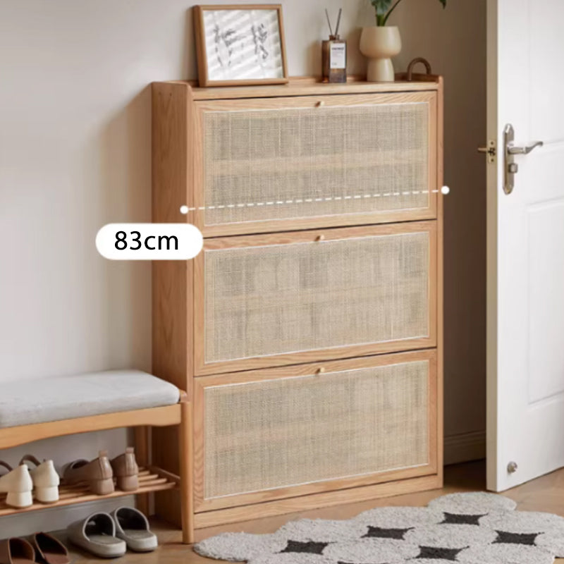 Octavia 83cm FAS-Graded Solid American Oak Wood Ultra-thin Flip-door Entryway Cabinet/Shoe Cabinet Multiple Color