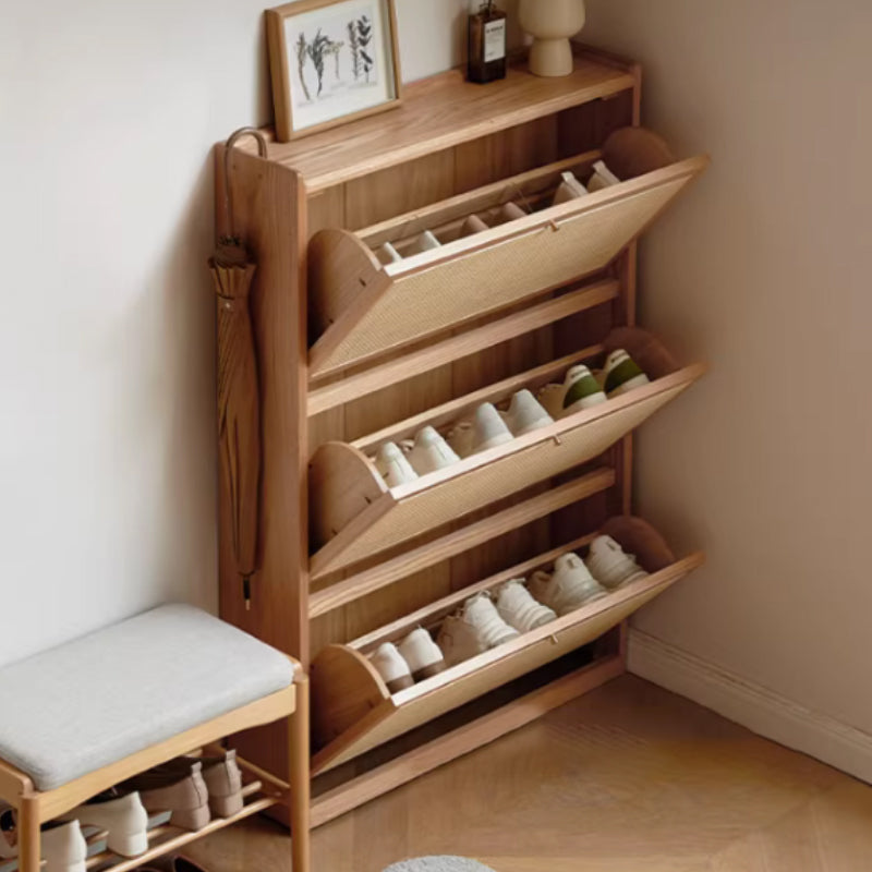 Octavia 83cm FAS-Graded Solid American Oak Wood Ultra-thin Flip-door Entryway Cabinet/Shoe Cabinet Multiple Color