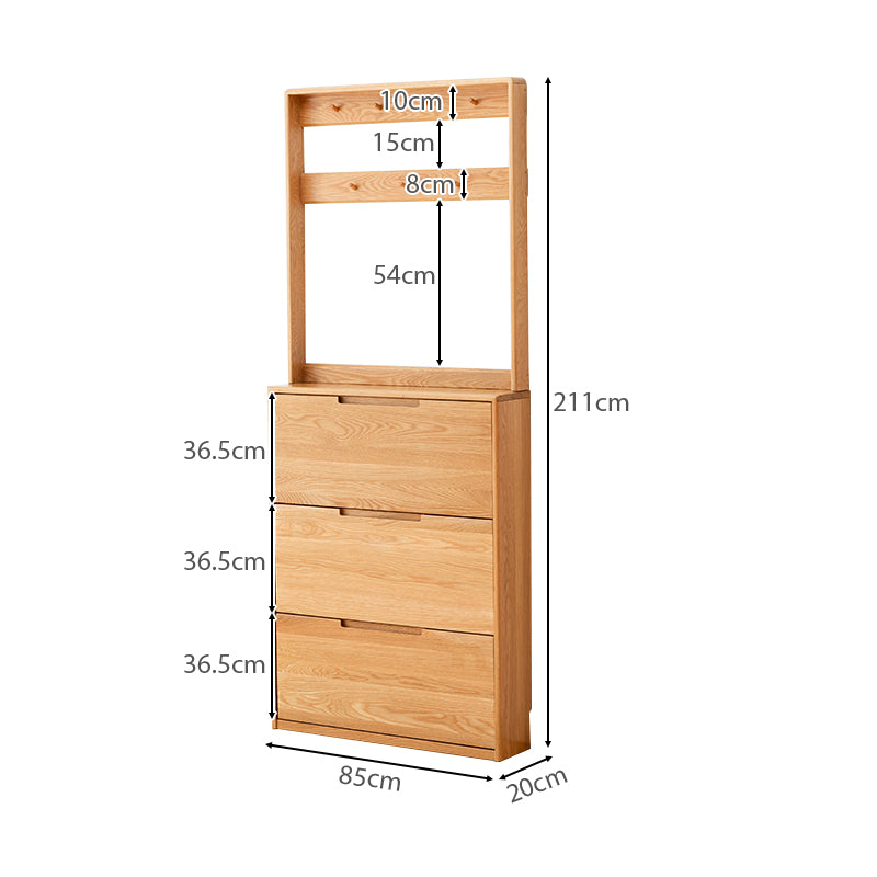 Scarlett 85cm FAS-Graded Solid American Oak Wood Ultra-thin Entryway Shoe Cabinet Multiple Color