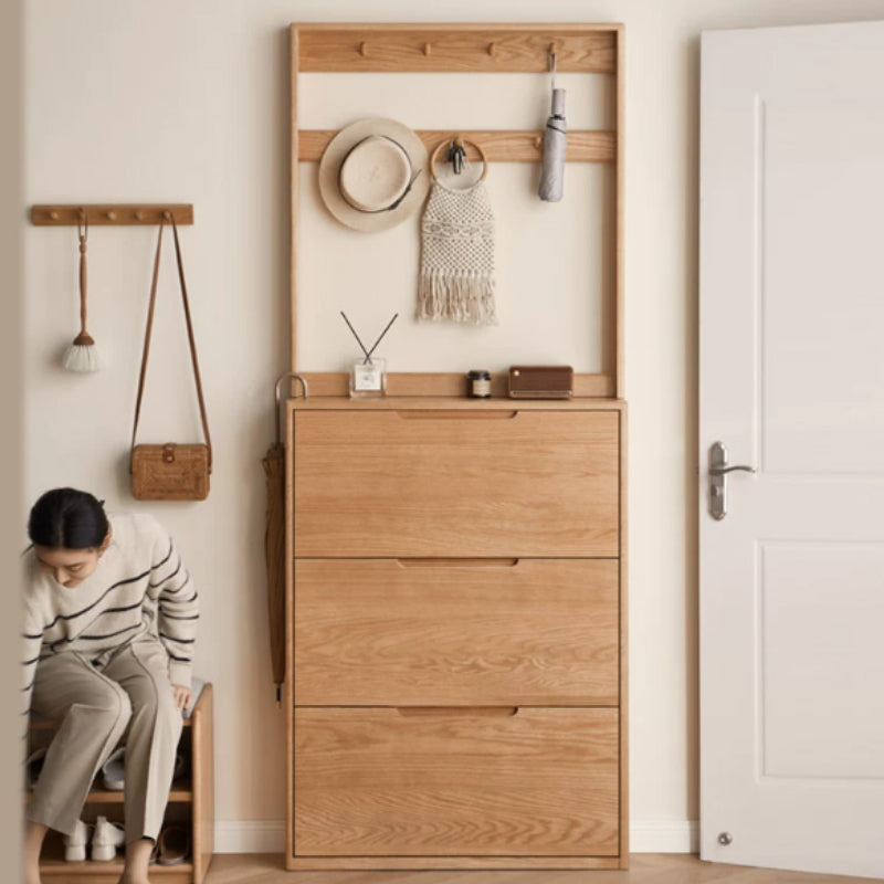 Scarlett 85cm FAS-Graded Solid American Oak Wood Ultra-thin Entryway Shoe Cabinet Multiple Color
