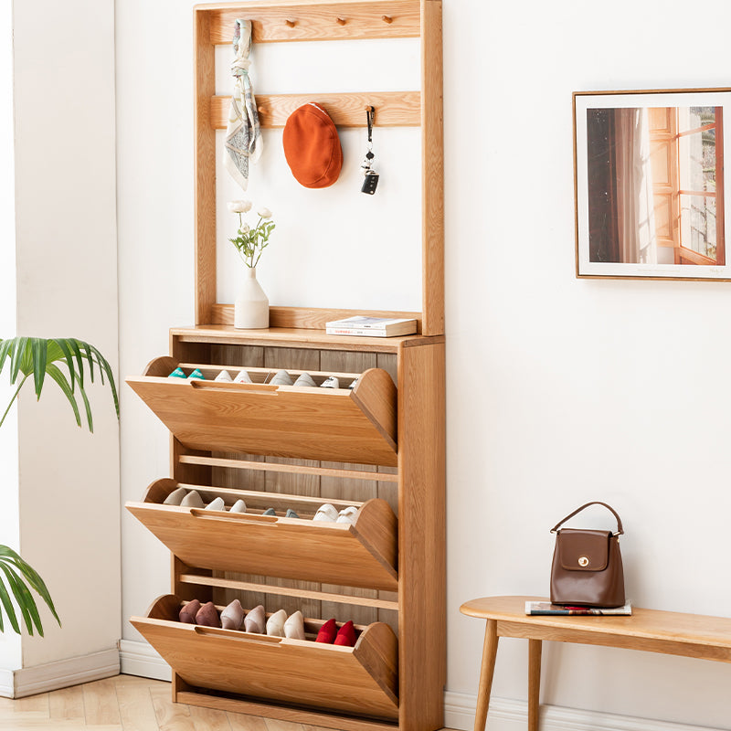 Scarlett 85cm FAS-Graded Solid American Oak Wood Ultra-thin Entryway Shoe Cabinet Multiple Color