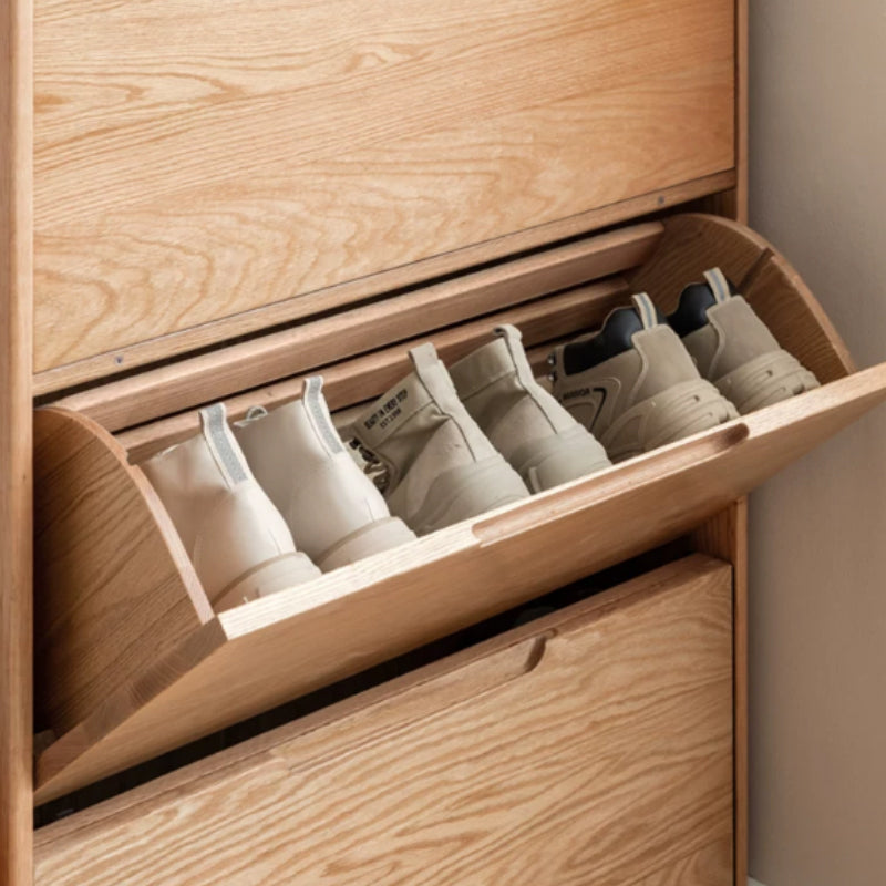 Scarlett 85cm FAS-Graded Solid American Oak Wood Ultra-thin Entryway Shoe Cabinet Multiple Color