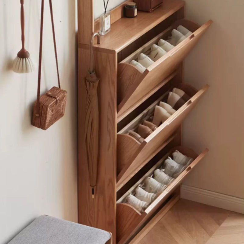 Scarlett 85cm FAS-Graded Solid American Oak Wood Ultra-thin Entryway Shoe Cabinet Multiple Color