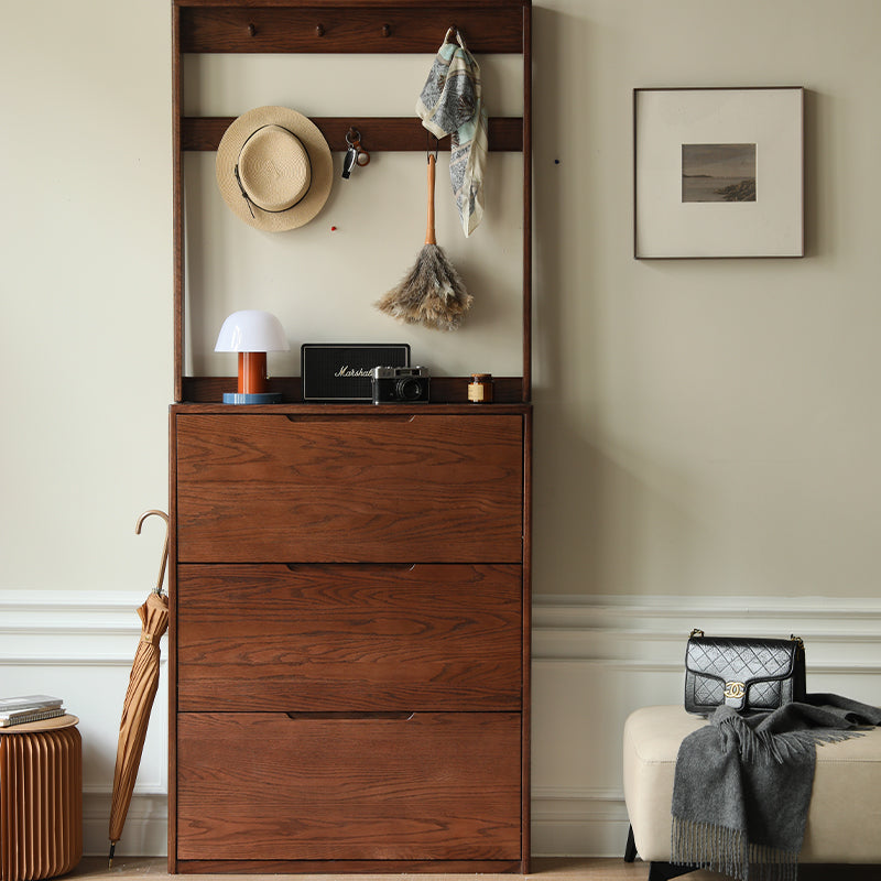 Scarlett 85cm FAS-Graded Solid American Oak Wood Ultra-thin Entryway Shoe Cabinet Multiple Color