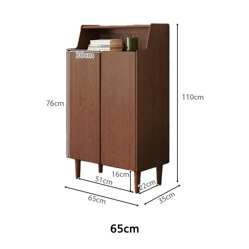 Walnut FAS-Graded Solid American Oak Wood Two-Door Entryway Shoe Cabinet