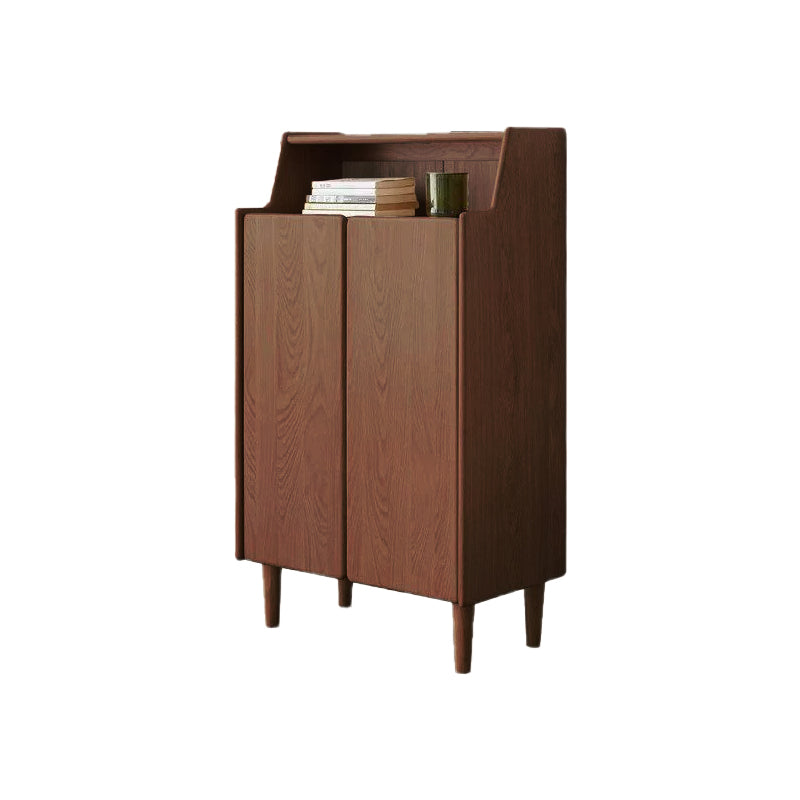 Walnut FAS-Graded Solid American Oak Wood Two-Door Entryway Shoe Cabinet