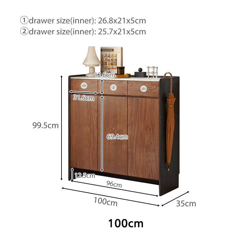 Tziporah 72cm/100cm FAS-Graded Solid Black Walnut Wood Entryway Shoe Cabinet /Shoe Case With Drawer For Home
