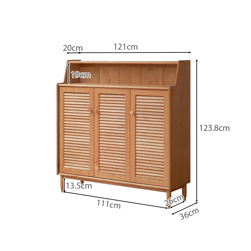 Selena 120cm FAS-Graded Solid Cherry Wood Entryway Cabinet/Shoe Cabinet Louvered Door For Home
