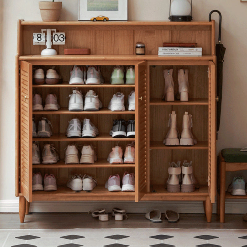 Selena 120cm FAS-Graded Solid Cherry Wood Entryway Cabinet/Shoe Cabinet Louvered Door For Home
