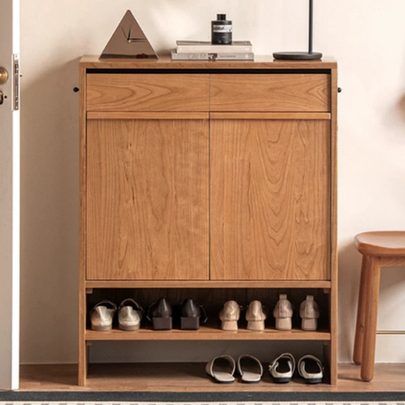 Ulrich 80cm/110cm/140cm FAS-Graded Solid Cherry Wood Entryway Shoe Cabinet /Shoe Case With Drawer For Home
