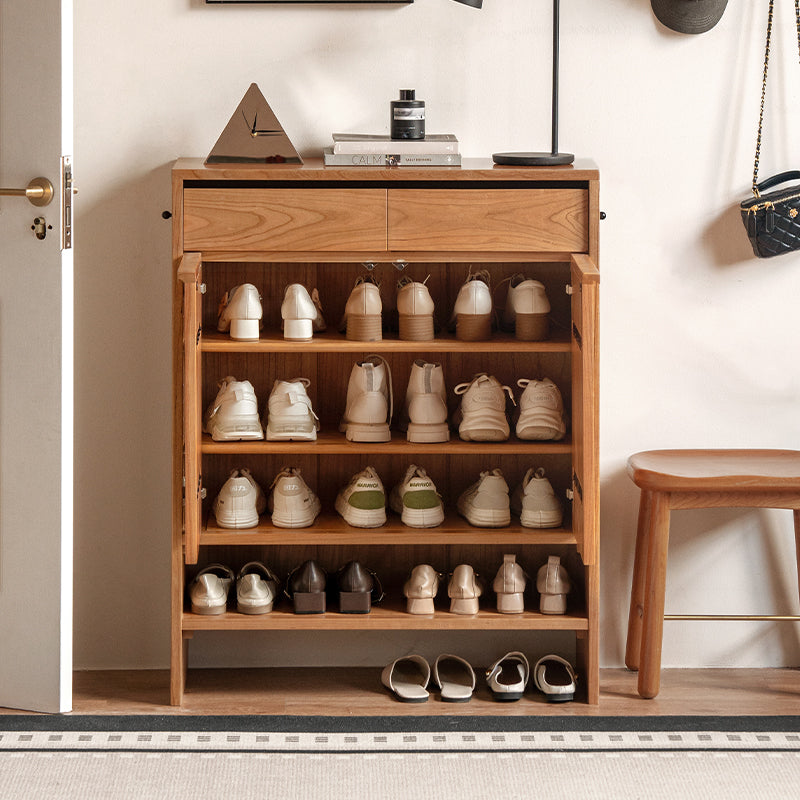 Ulrich 80cm/110cm/140cm FAS-Graded Solid Cherry Wood Entryway Shoe Cabinet /Shoe Case With Drawer For Home