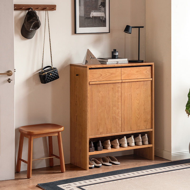 Ulrich 80cm/110cm/140cm FAS-Graded Solid Cherry Wood Entryway Shoe Cabinet /Shoe Case With Drawer For Home