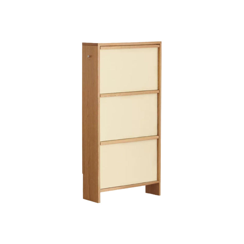Vincenza 65cm/120cm FAS-Graded Solid Cherry Wood Ultra-thin Entryway Shoe Cabinet Natural Wood & White Color