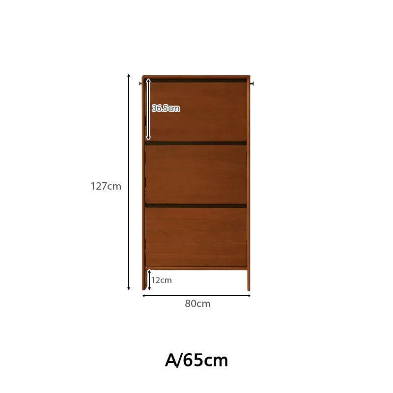 Vivienne 65cm/80cm/116cm Poplar Wood Three-Door Shoe Cabinet/Ultra-thin Entryway Shoe Cabinet with Pegboard