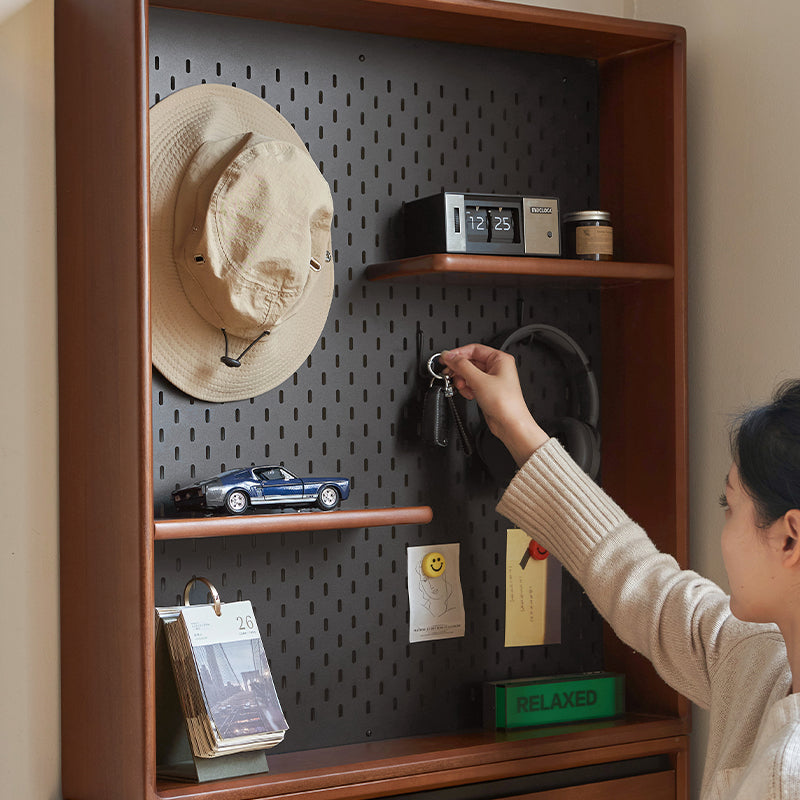 Vivienne 65cm/80cm/116cm Poplar Wood Three-Door Shoe Cabinet/Ultra-thin Entryway Shoe Cabinet with Pegboard