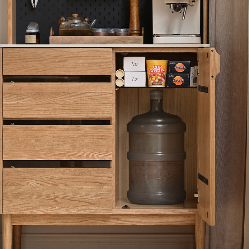Leonard FAS-Graded Solid American Oak Wood Multifunctional Sideboard Buffet/Coffee Station Display Cupboard Multiple Color