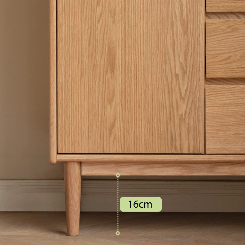 Samira 85cm FAS-Graded Solid American Oak Wood Multifunctional Sideboard Buffet With Light Strip For Home