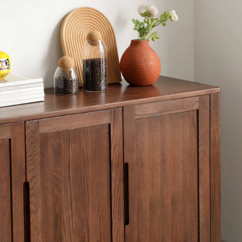 Selma 150cm/180cm FAS-Graded Solid American Oak Wood Multi-Drawer Fashionable Dining Cabinet/Storage Cabinet/Sideboard Walnut Color