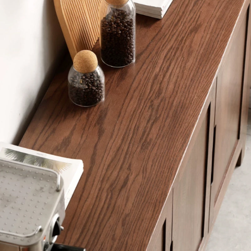 Selma 150cm/180cm FAS-Graded Solid American Oak Wood Multi-Drawer Fashionable Dining Cabinet/Storage Cabinet/Sideboard Walnut Color