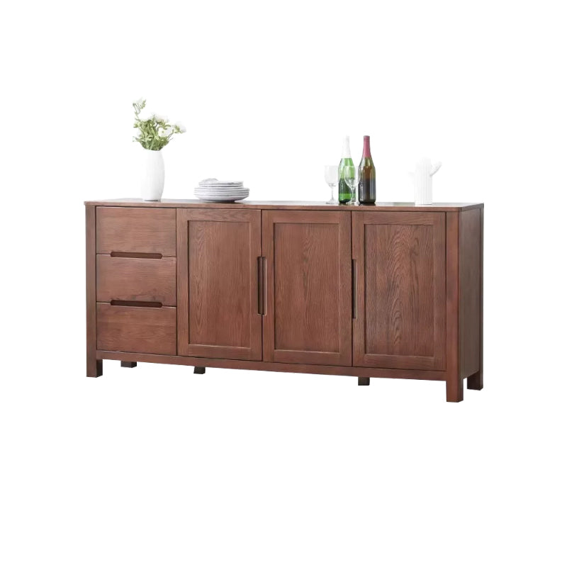 Selma 150cm/180cm FAS-Graded Solid American Oak Wood Multi-Drawer Fashionable Dining Cabinet/Storage Cabinet/Sideboard Walnut Color