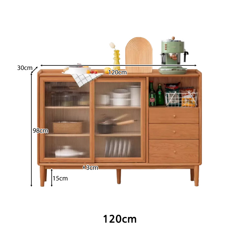 Sigrid 120cm/150cm FAS-Graded Solid Cherry Wood Ultra-thin Dining Cabinet/Storage Cabinet/Sideboard/Buffet