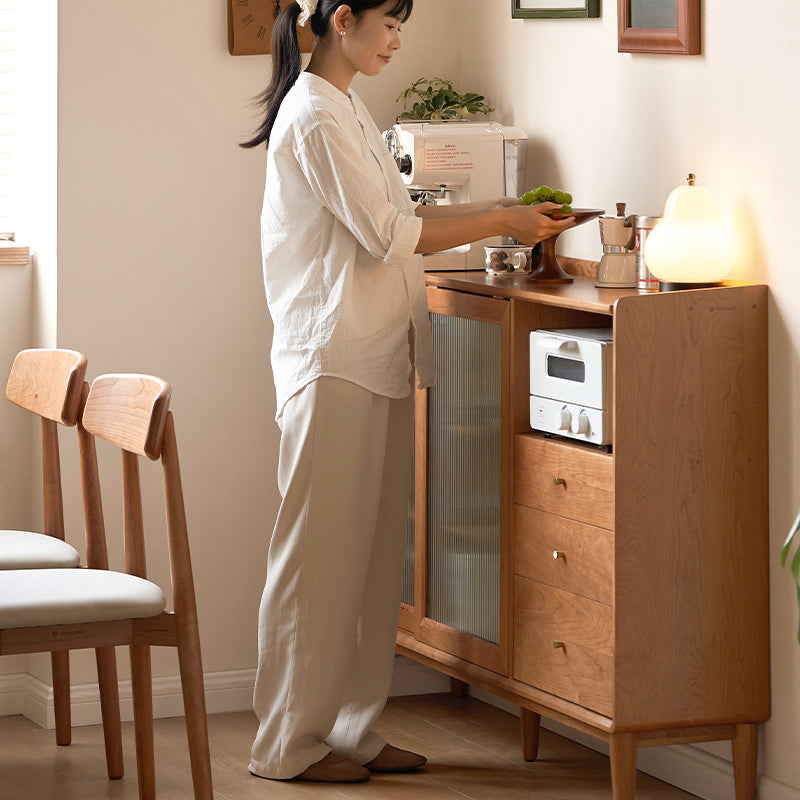 Sigrid 120cm/150cm FAS-Graded Solid Cherry Wood Ultra-thin Dining Cabinet/Storage Cabinet/Sideboard/Buffet