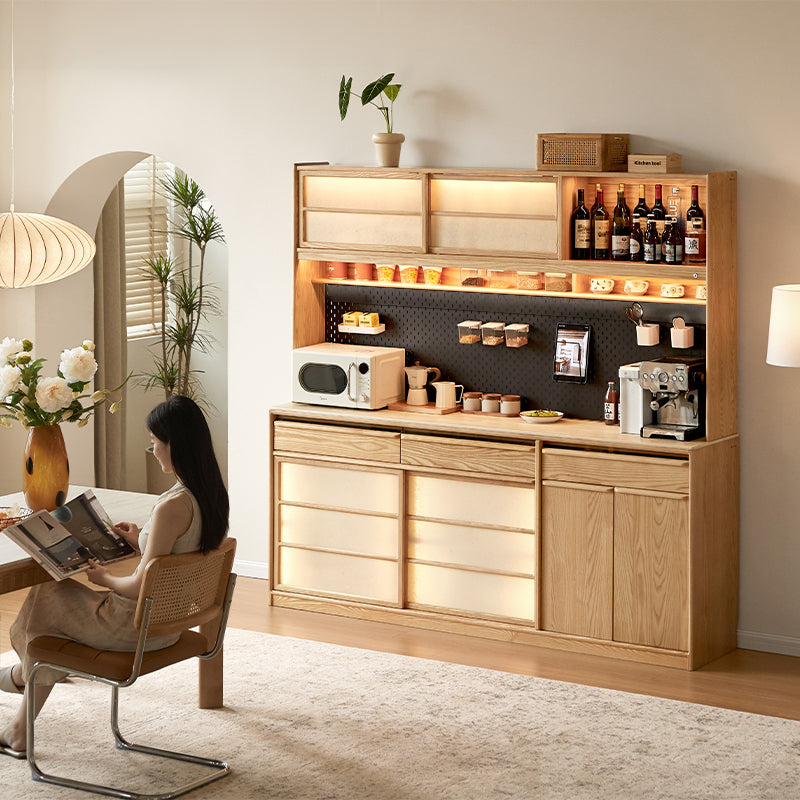 Adelina 150cm/180cm Solid Ash Wood Multi-Drawer Dining Cabinet/Storage Cabinet/Sideboard Buffet/Coffee Station Display Cupboard