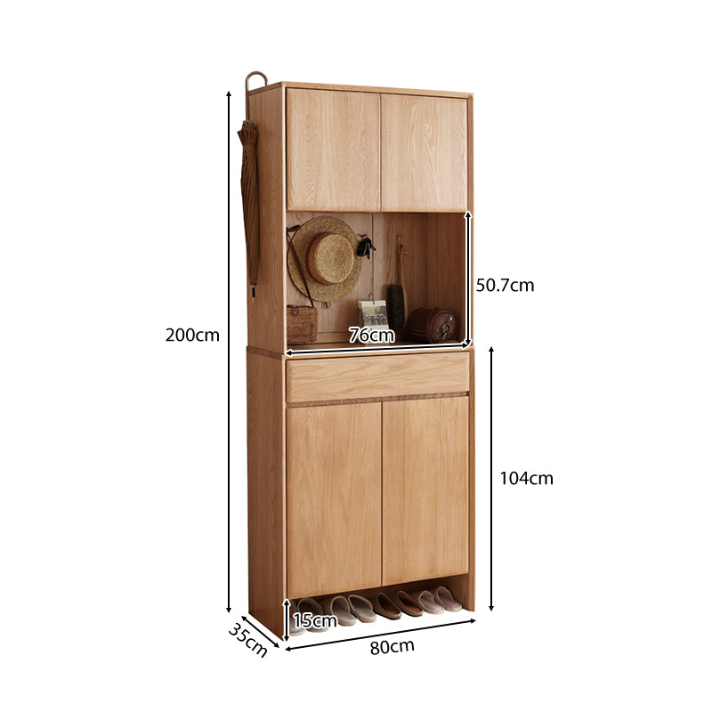 Connor 0.8m FAS-Graded Solid Oak Wood Multifunctional Entryway Cabinet/Shoe Cabinet With Lighting